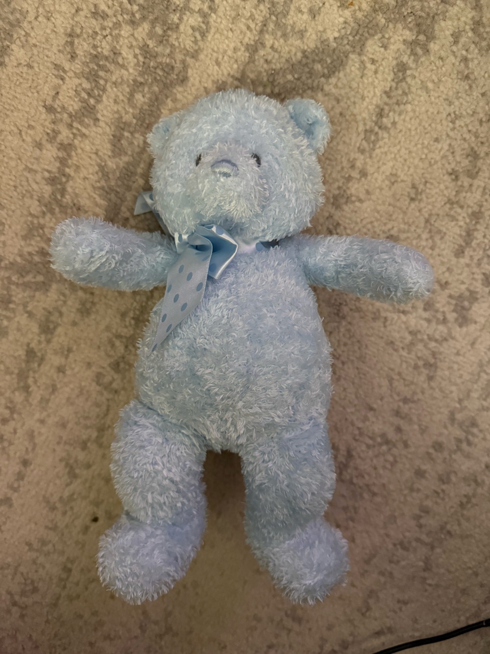 Gund Light Blue Plush Bear with Polka Dot Ribbon